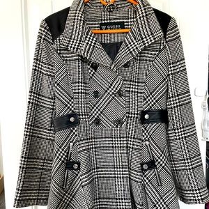 Guess plaid pea coat